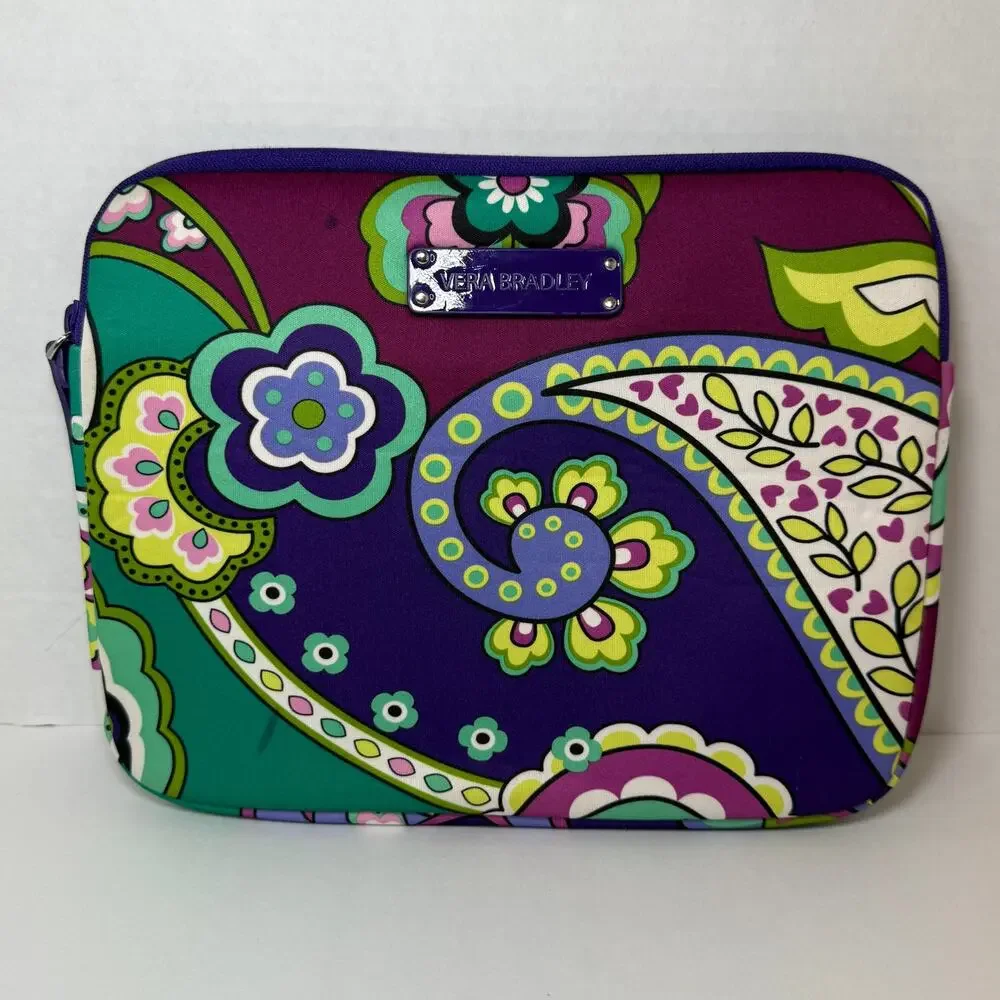 Vera Bradley Purple Heather Paisley Print Neoprene Tablet Sleeve Case